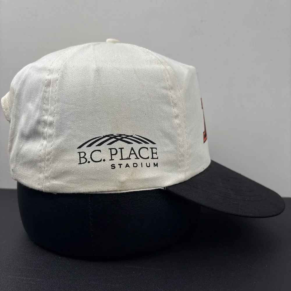 Vintage 80s 90s BC Lions Snapback Hat BC Place Stadium CFL White Black Cap